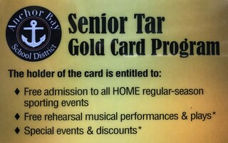 Senior Tar Card Image - Free admission to all home regular-season sports, free rehearsal musical performances and plays, and special events and discounts